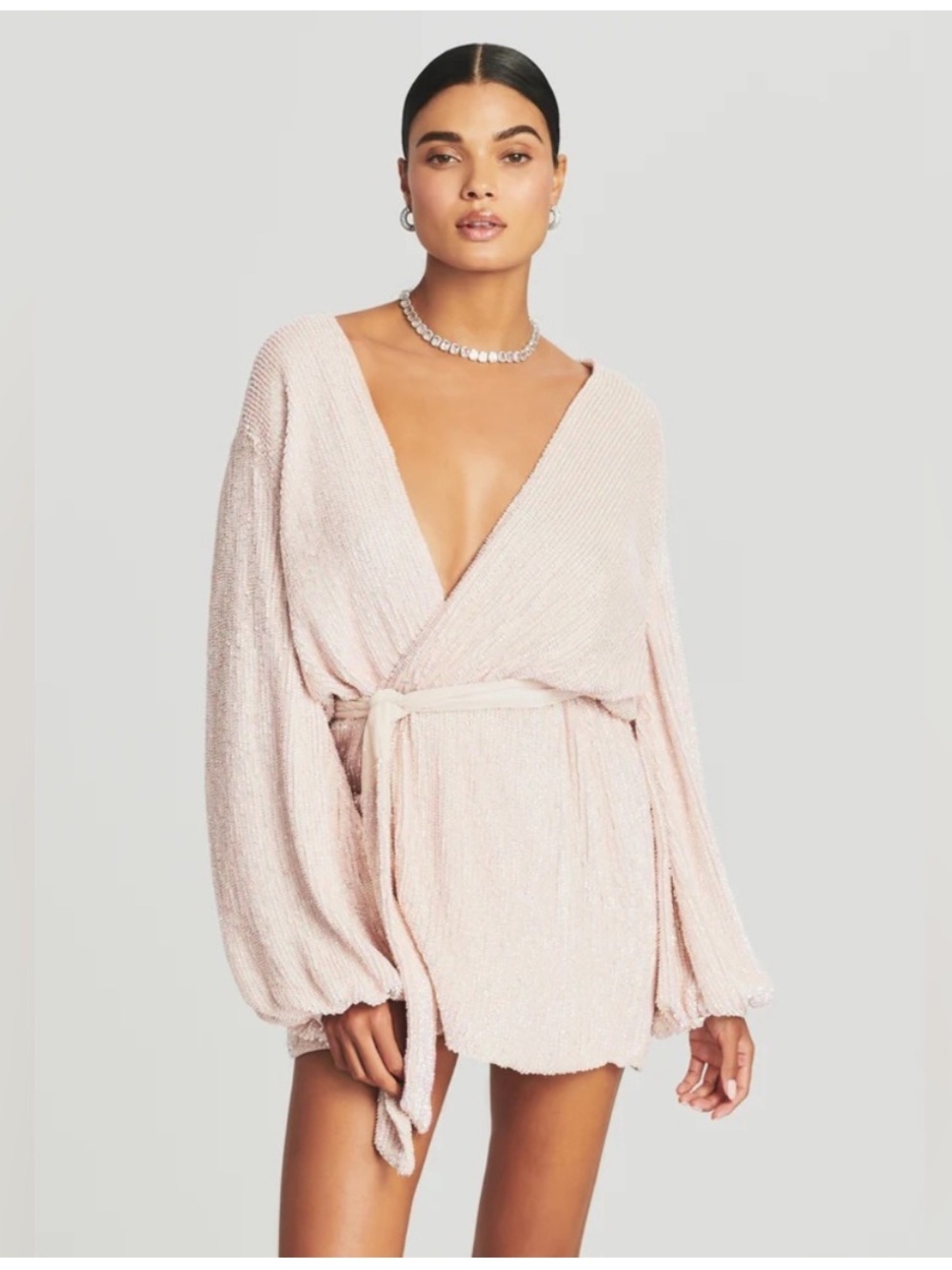 Retrofete Gabrielle Sequin Robe White Mini Dress